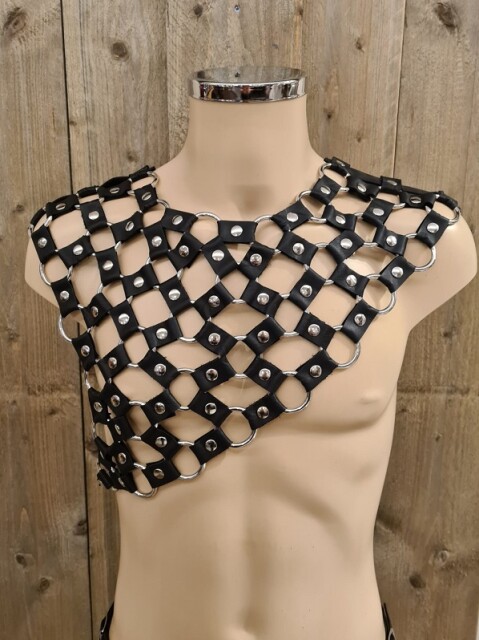 Schouderstuk Leer-RVS Sch05-BlackMetalrings