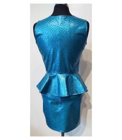 Blauwe Peplum Top Lak Fuel 797-C 3