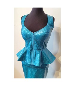 Blauwe Peplum Top Lak Fuel 797-C 1